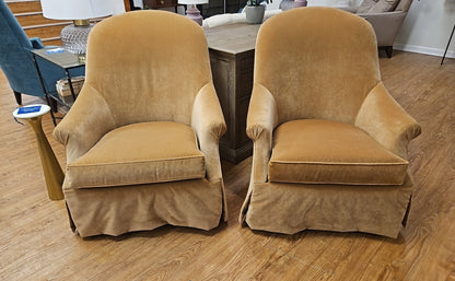 Ethan Allen Pair of Deep Gold Swivel Chairs