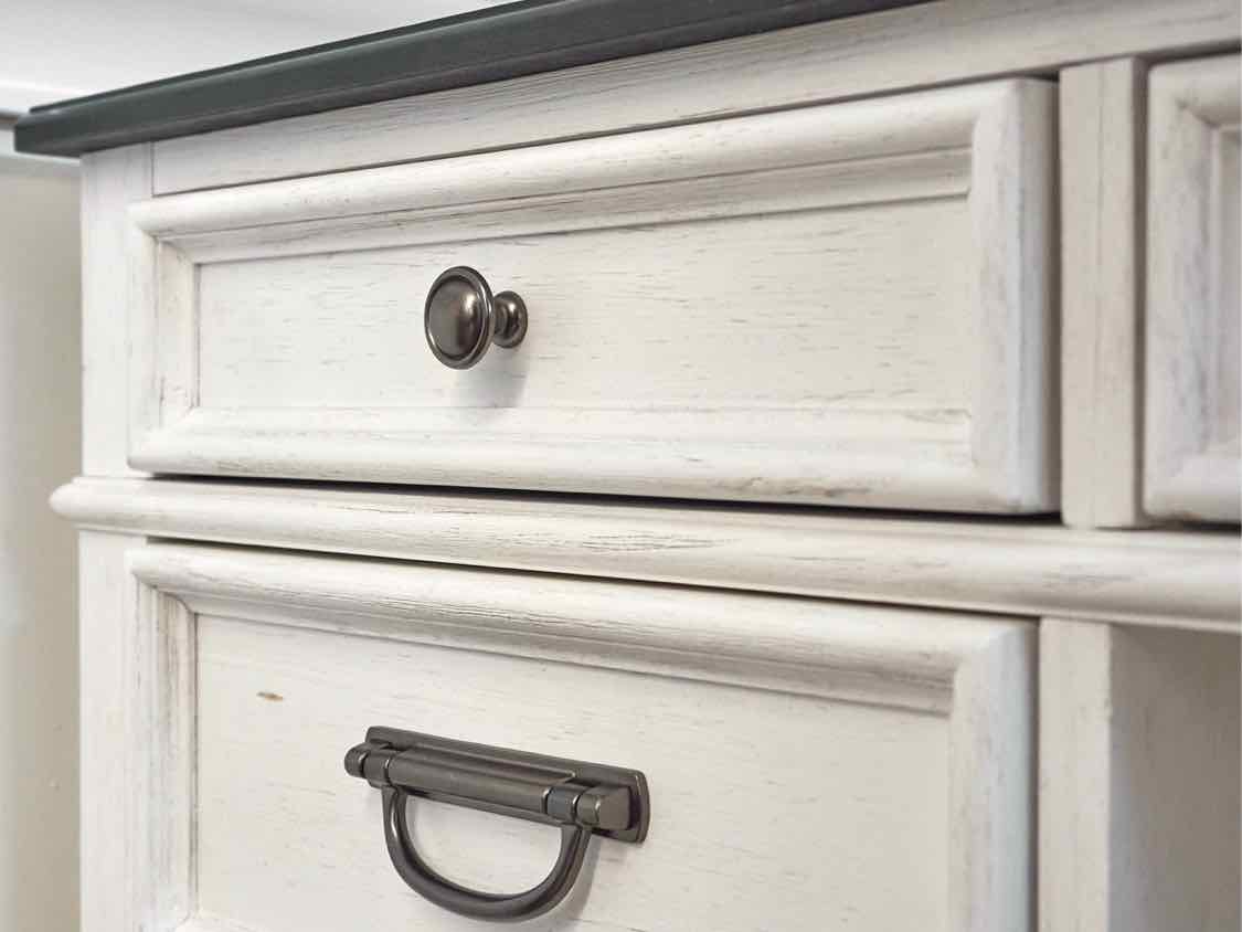 Liberty Furniture Allison Park L Shaped Desk w/Charcoal Top & White Base