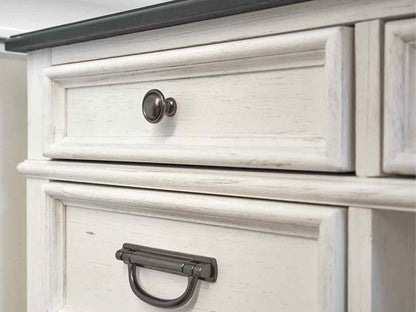 Liberty Furniture Allison Park L Shaped Desk w/Charcoal Top & White Base