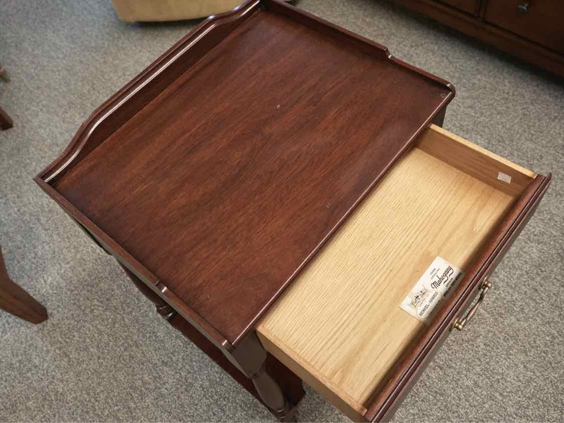 Henkel Harris Cherry Nightstand with 1 Drawer & Shelf with Back Splash