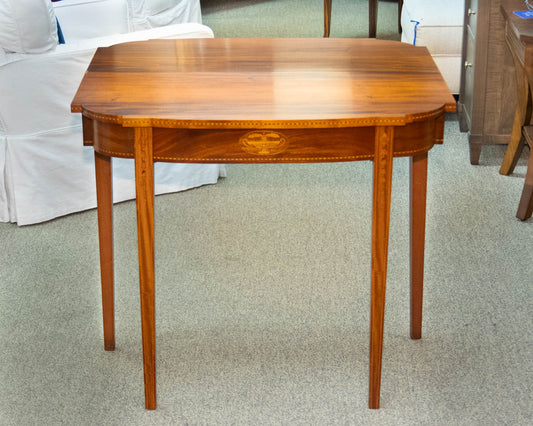 Mahogany Federal Style Game/Card  Table with Intricately Carved Tulipwood Border