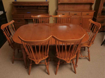 S Bent & Bros. Maple Dining  Table 1 Leaf  & 6  Chair Set