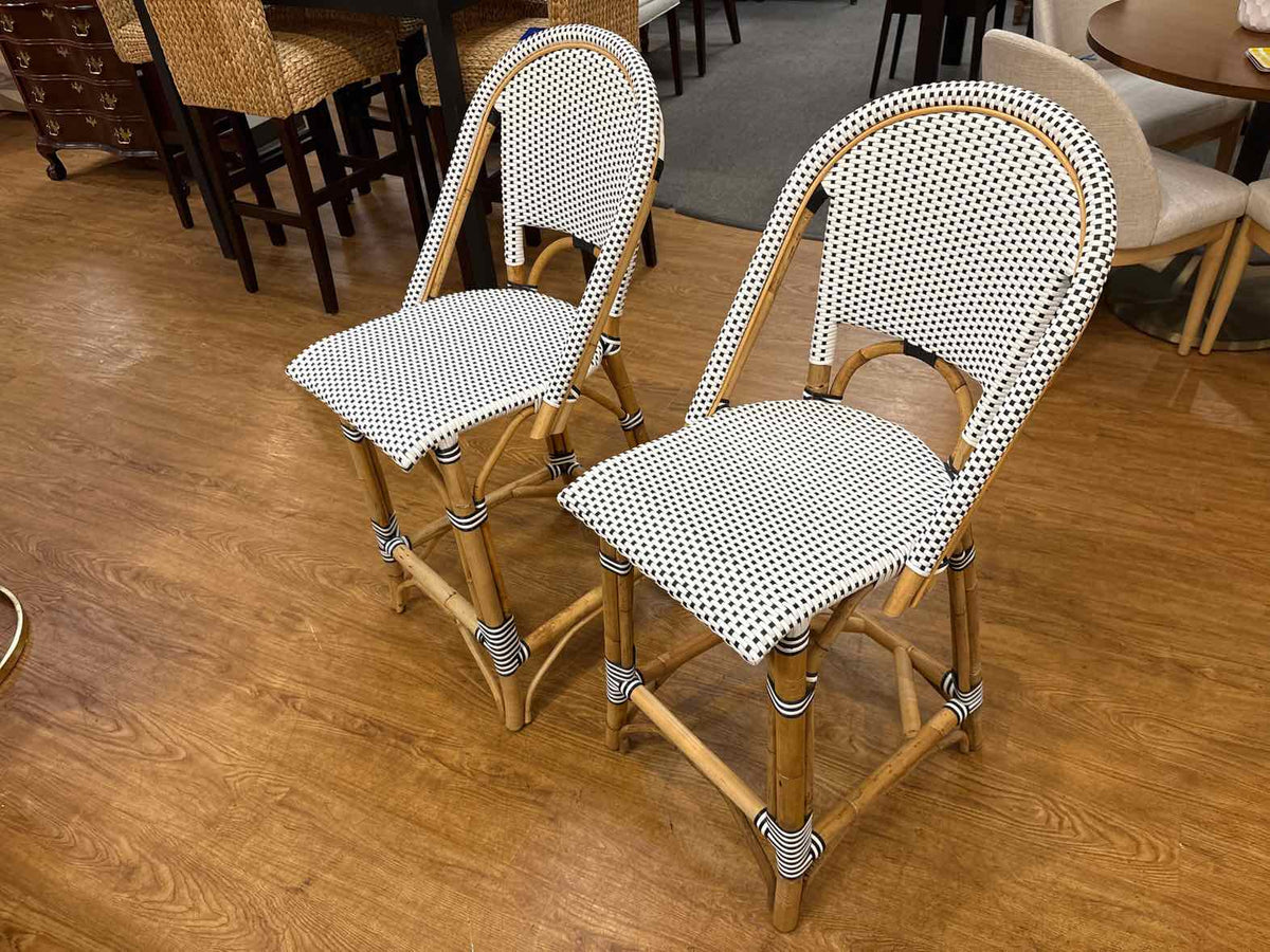 Pair of Serena & Lily 'Riviera' Highback Counter Stools