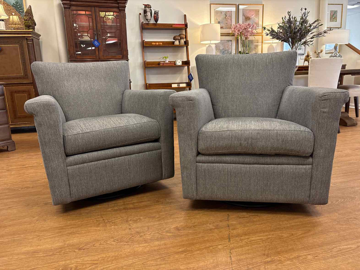 Pair of Crate & Barrel 'Declan' Swivel Chairs