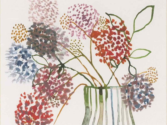 Framed Giclee 'Blossoms in Striped Vase I'