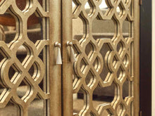 Accent Chest in Espresso Finish with Gold Lattice Mirrored Doors