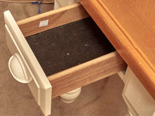 White Finish Side Table with Parquet Top with 1 Drawer