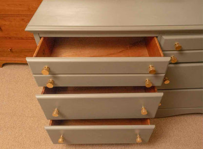 Carolina Furniture 6 Drawer  Dresser in Eucalyptus Green Finish with Brass Knobs