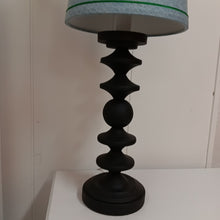 Dann Foley Art Deco Geometric Black Base Blue Shade Table Lamp