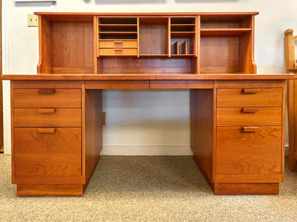 Charles Webb Custom Mid-Century Modern Desk in Cherry with Low Hutch