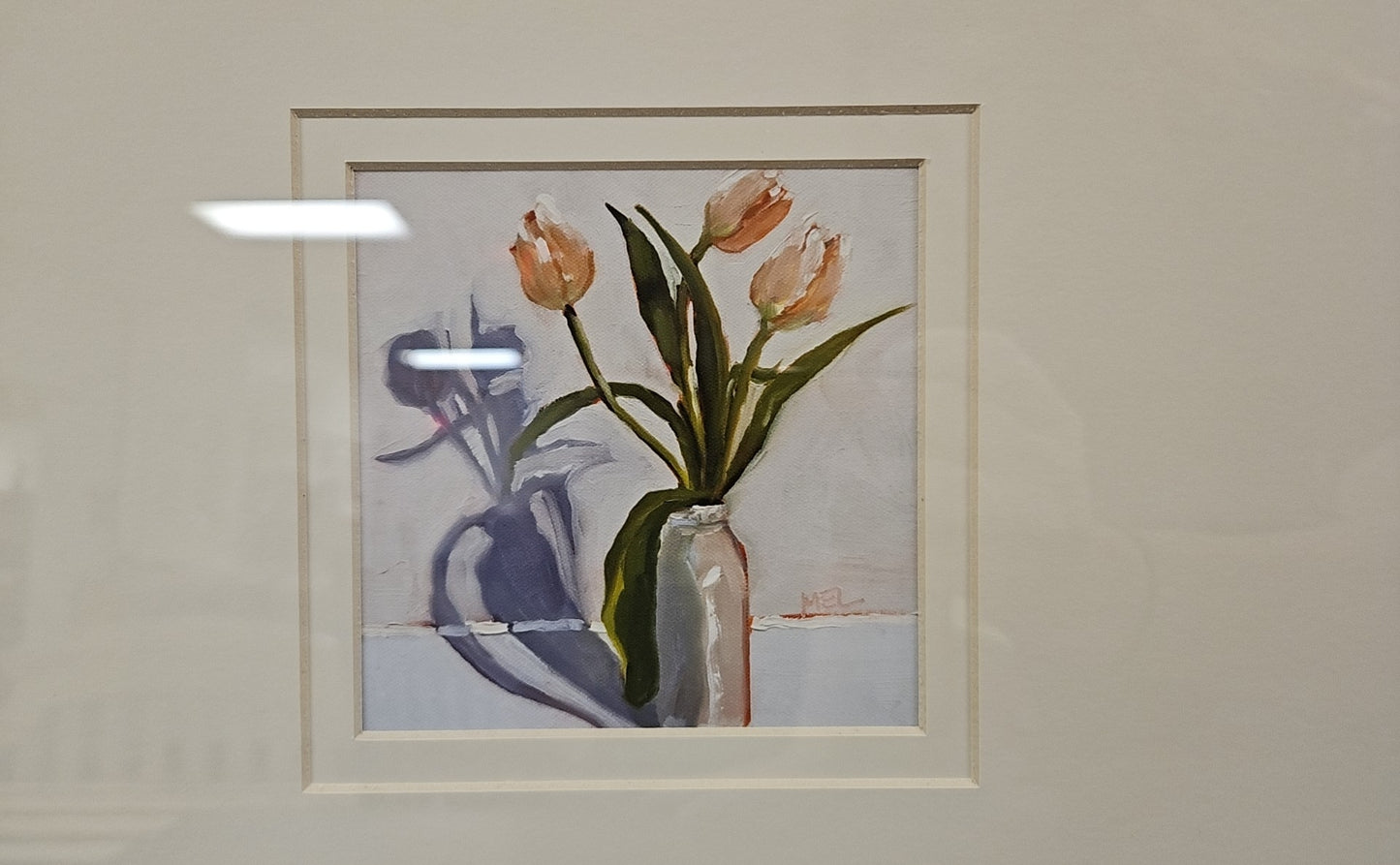 'Milk Bottle Floral A' in Champagne Frame