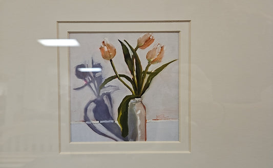 'Milk Bottle Floral A' in Champagne Frame