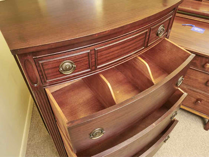 Mahogany 4 Drawer Brass Hardware Carved Reeded Columns Chest