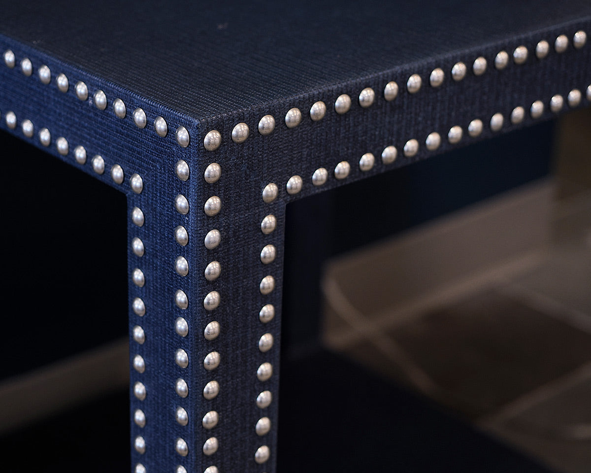 Ethan Allen Blue Wrapped Accent Table