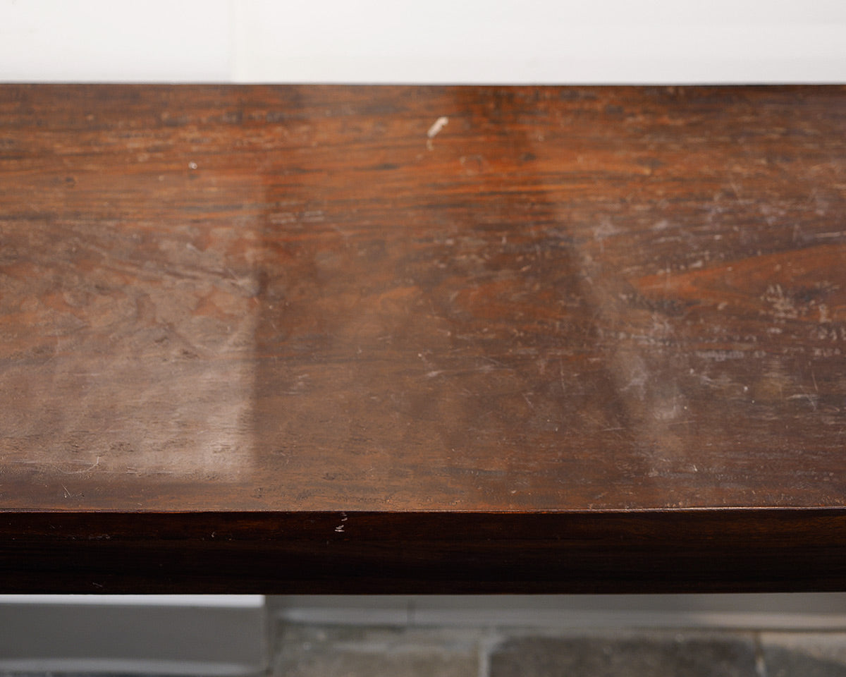 Weathered Brown Console Table With Different Legs