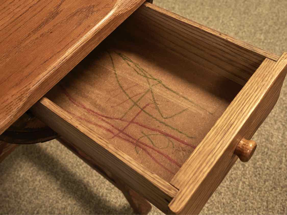 Solid Oak  Barrel Desk with 2 Drawers
