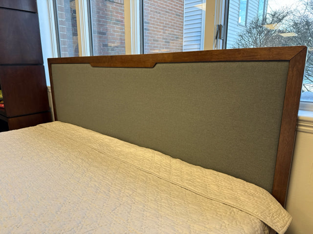 All Modern Glow Upholstered King Bed in Walnut with Charcoal Headboard