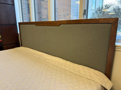 All Modern Glow Upholstered King Bed in Walnut with Charcoal Headboard