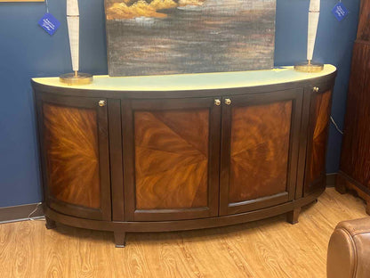 Caracole Mahogany Demilune w/ Frosted Glass Top