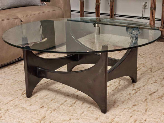 Adrian Pearsall Style Round Glass Cocktail Table