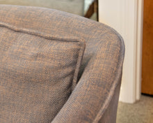 Pair of West Elm Duffield Swivel Chairs in Dusty Blue and Blush Woven Fabric