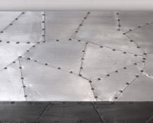 Hammered Metal Wrapped 4-Door Storage Console Table