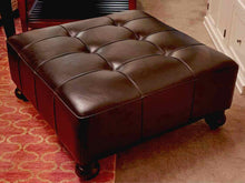 Black Bonded Leather Tufted  Ottoman