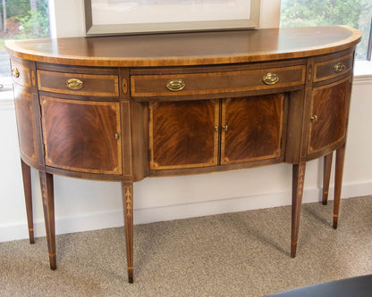 Hickory Inlaid Wood  Mahogany Server W/Turned Tapered Legs