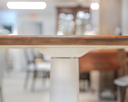 Soild Cherry Top Dining Table with White Finish Pedestal Base