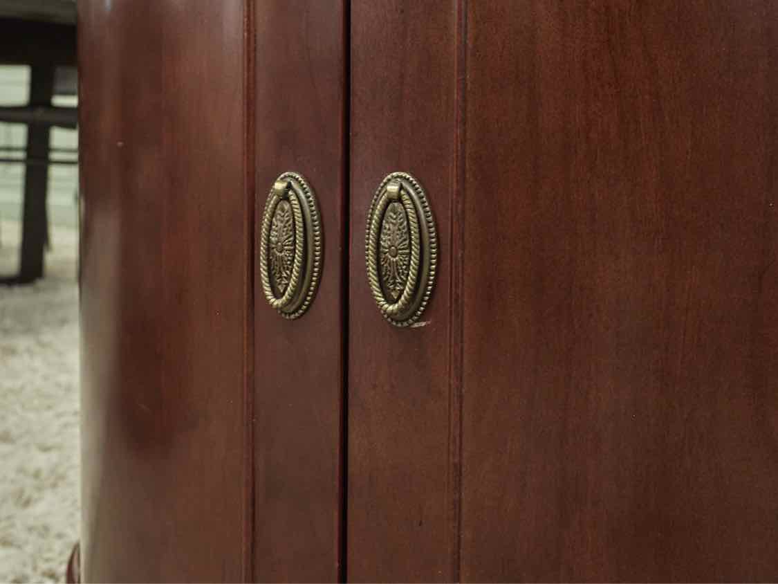 Mahogany Stain  Demi-Lune 2 Door Bar Cabinet