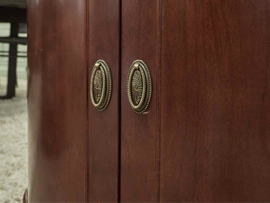 Mahogany Stain  Demi-Lune 2 Door Bar Cabinet