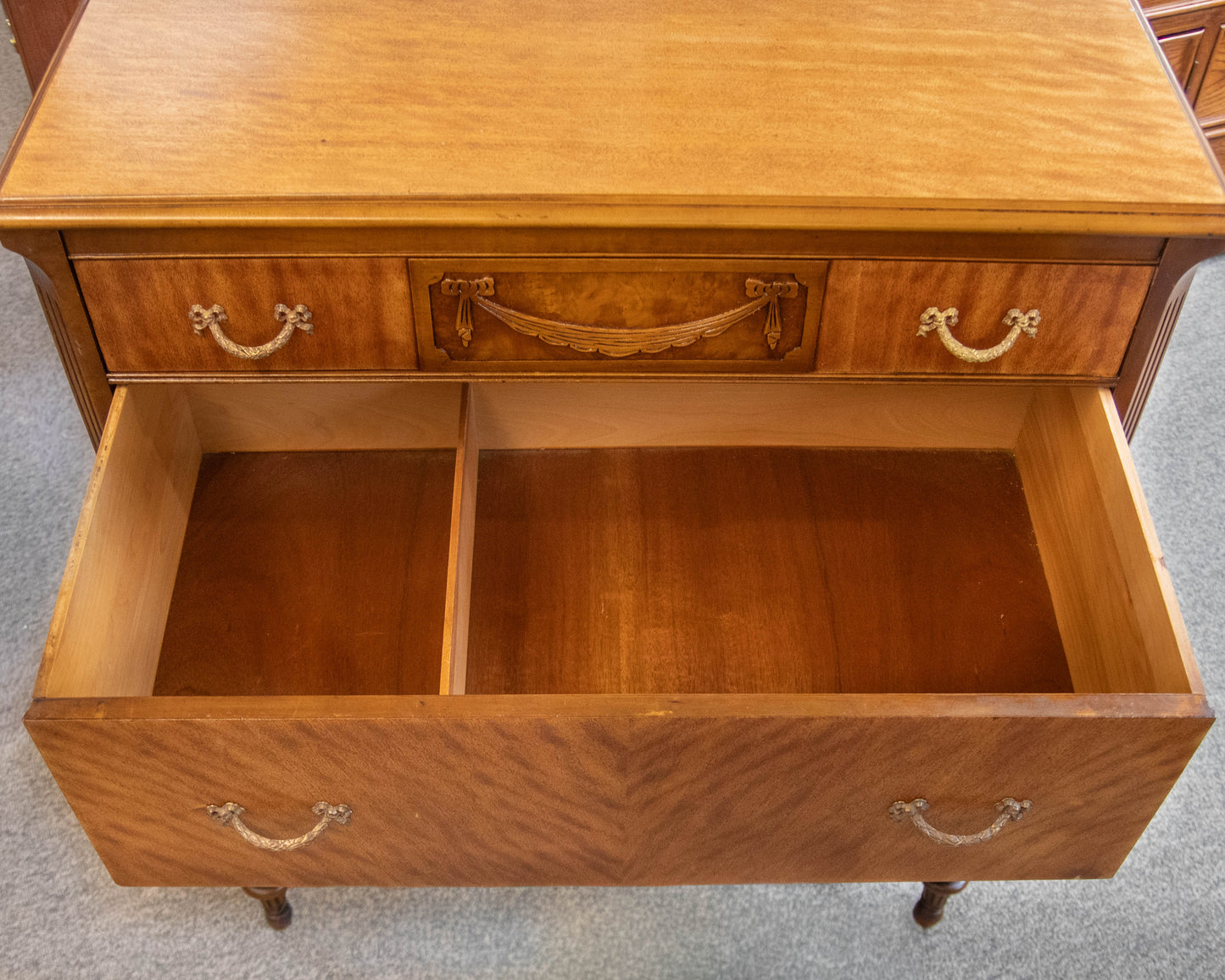 Satin Wood 4 Drawer Chest with Garland Detail