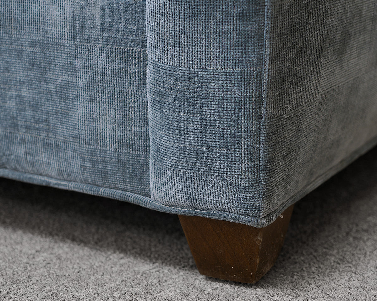 Vanguard Blue Velvet Three-Cushion Sofa