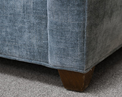 Vanguard Blue Velvet Three-Cushion Sofa