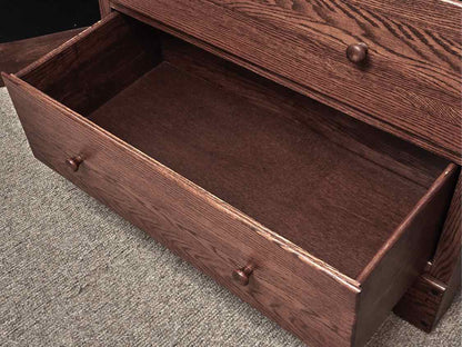 Oak 7 Drawer Chest with Wood Knobs