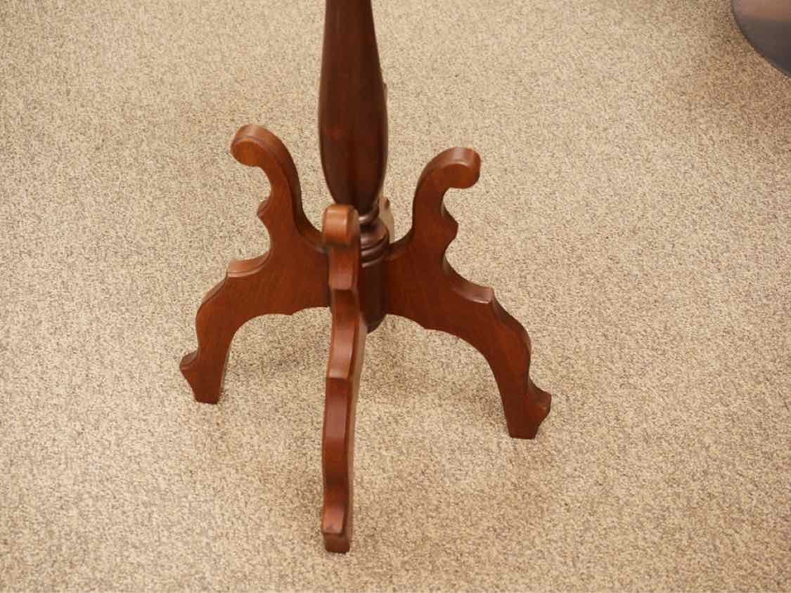 Mahogany Plant Pedestal with White Marble Top
