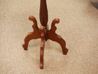 Mahogany Plant Pedestal with White Marble Top