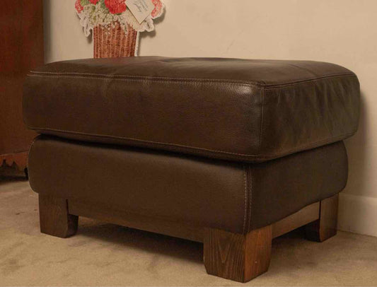 Natuzzi Chocolate Brown Pebble Leather  Ottoman