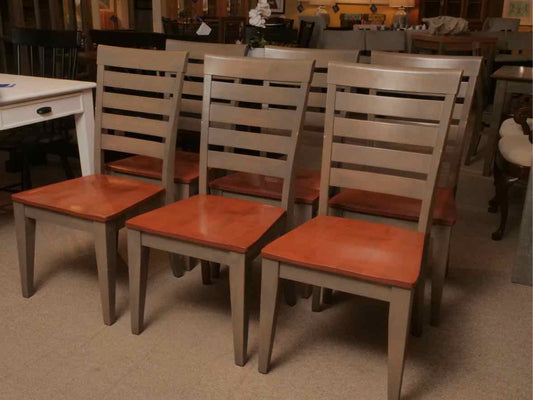 Set of 6 Canadel Slat Back Dining Chairs in Pecan Wash Finish