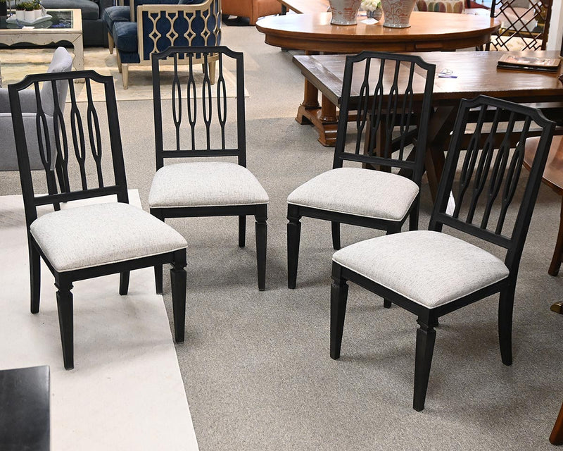 Universal Furniture Set of 4 Black Dining Chairs with Upholstered Seats
