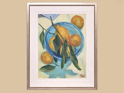 Lemons in Blue Bowl Still Life Art Print