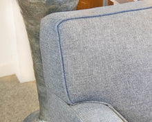 Tight Back 3 Cushion Textured Grey Upholstered Sofa W/ Track Arms
