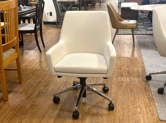 Bernhardt 'Cardan' Swivel Office Chair in Off-White Leather