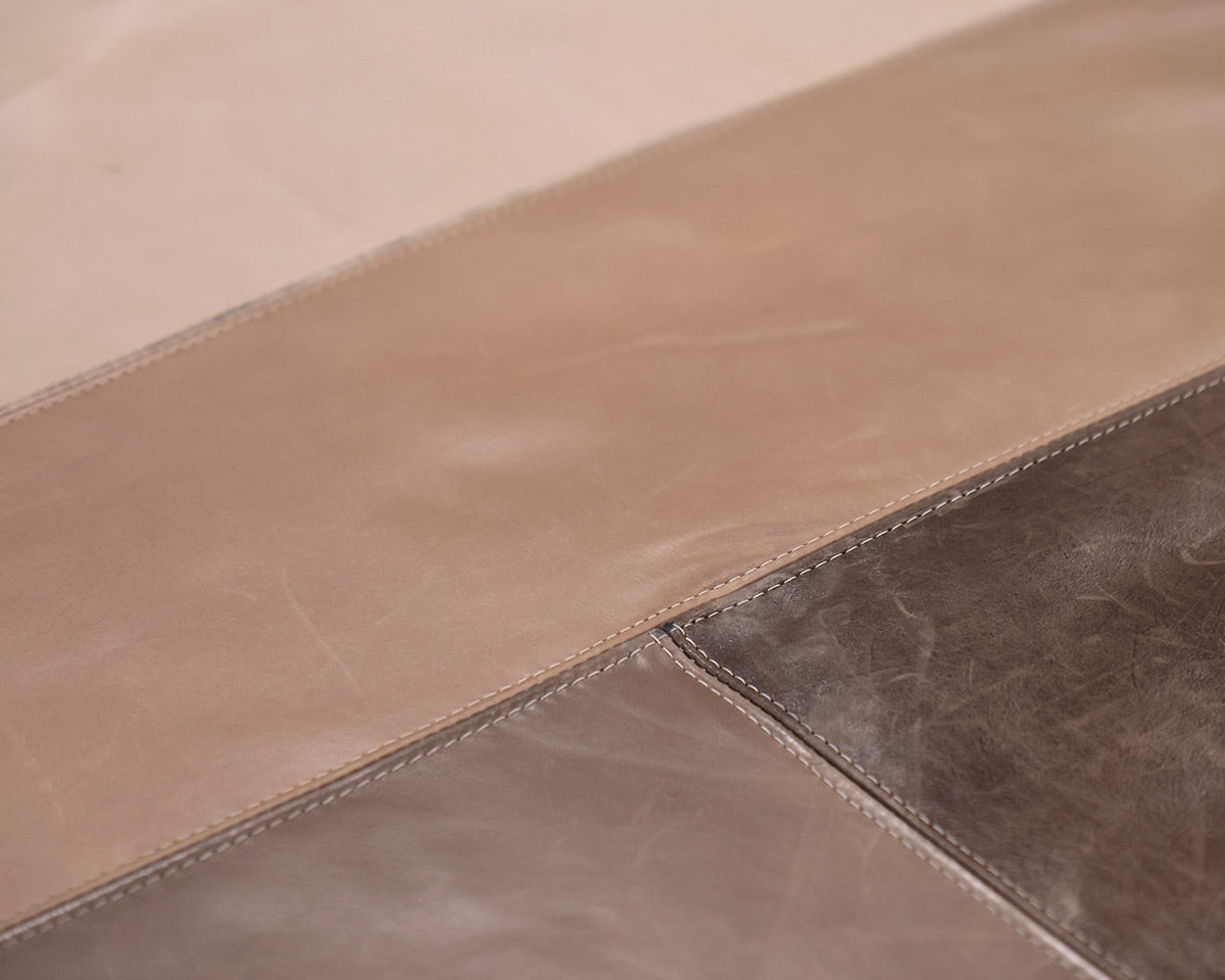 Patchwork Square Leather Ottoman