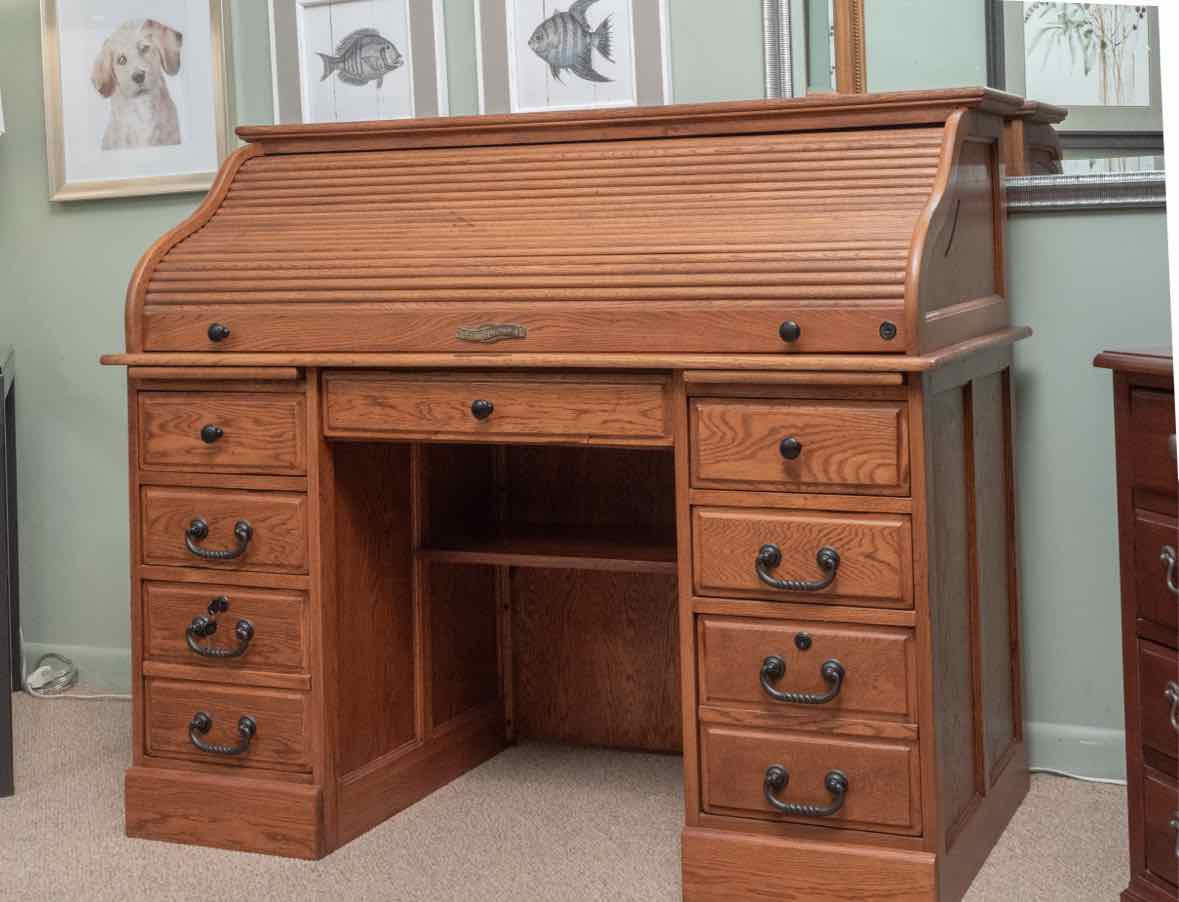 American Lifestyle Oak  15 Drawer, Mail Slots  Roll Top Desk