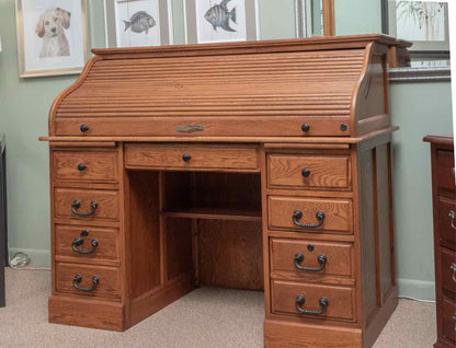 American Lifestyle Oak  15 Drawer, Mail Slots  Roll Top Desk