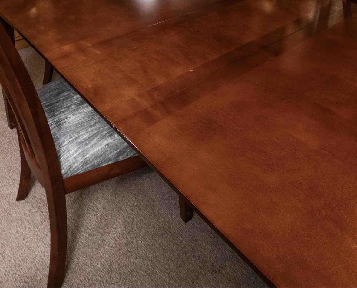Birch Dining Table & (6) Birch Slat Back Dining Chair Set