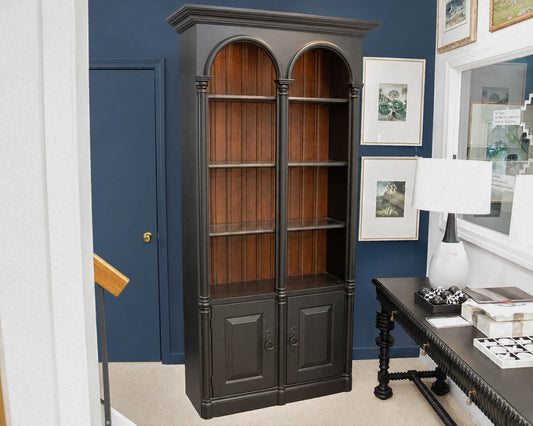 Drexel Double Arch Display Cabinet in Rustic Black