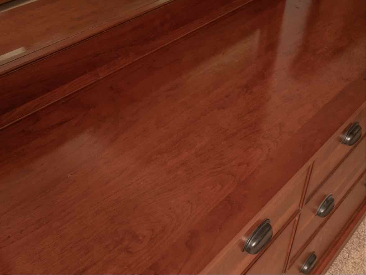 Mission Style Cherry 8 Drawer Dresser with Mirror