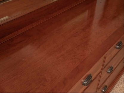Mission Style Cherry 8 Drawer Dresser with Mirror